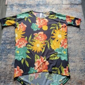 LuLaRoe Floral Top - Black, Orange, Yellow, Green